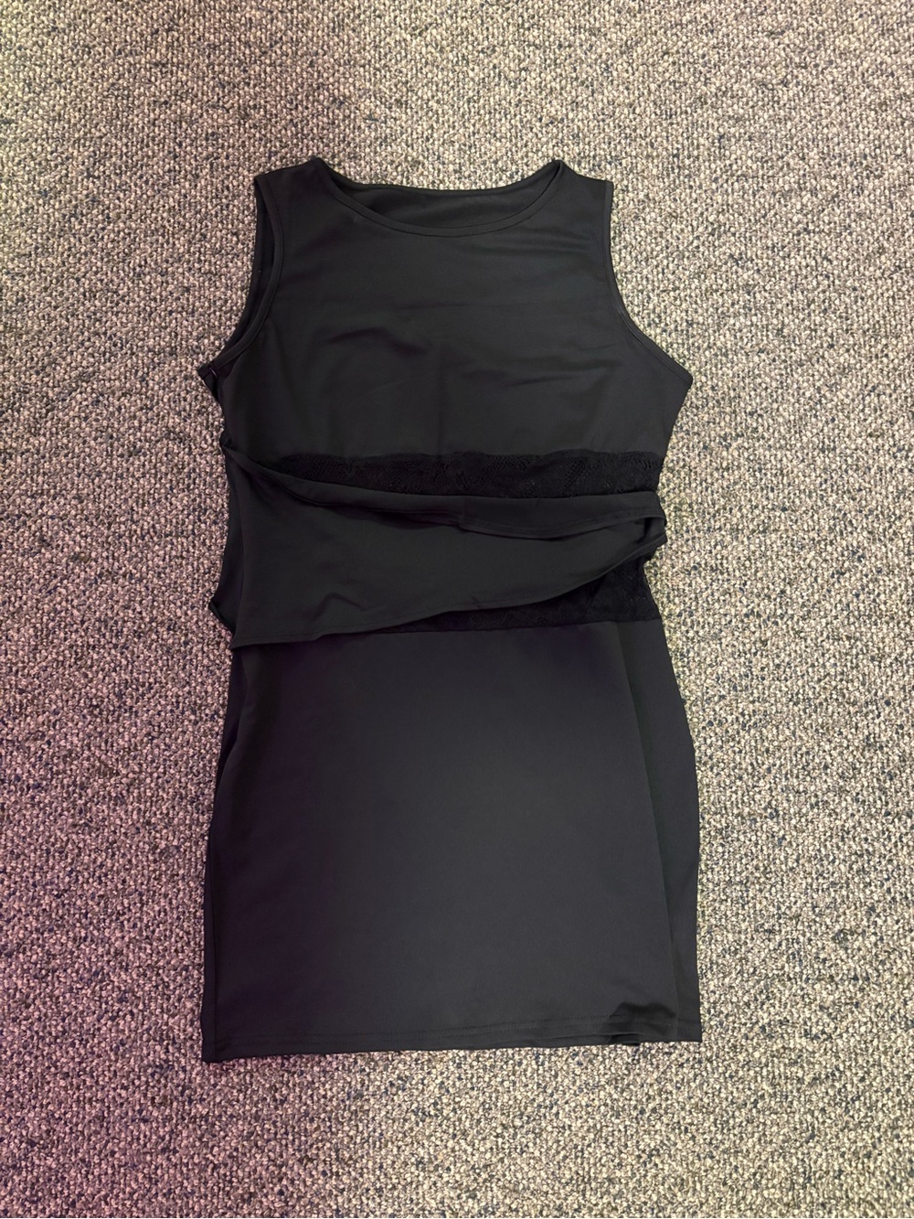Black Sleeveless Mini Dress with Layered Waist Detail